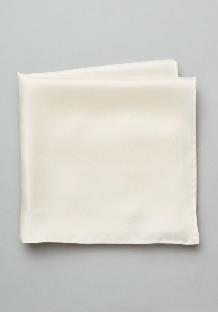 Men's Silk Pocket Square, Cream, One Size