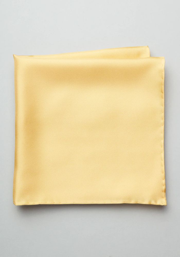 Men's Silk Pocket Square, Gold, One Size