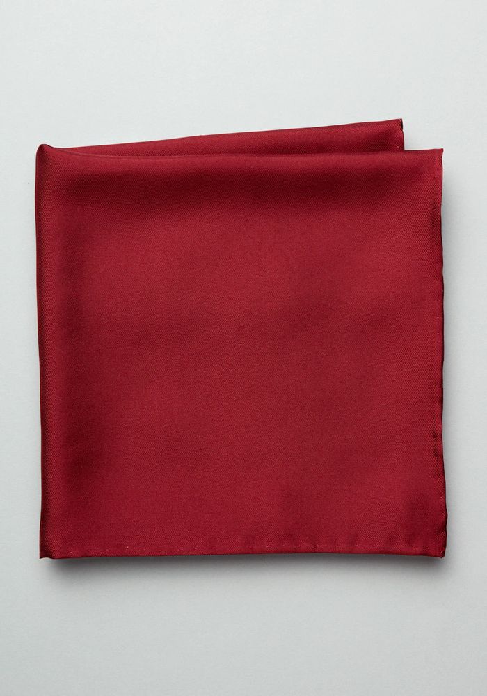 Men's Silk Pocket Square, Wine, One Size