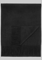 Men's Solid Cashmere Scarf, Black, One Size