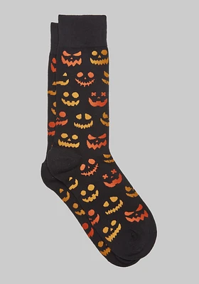 Men's Halloween Jack O' Lantern Socks, Black, Mid Calf