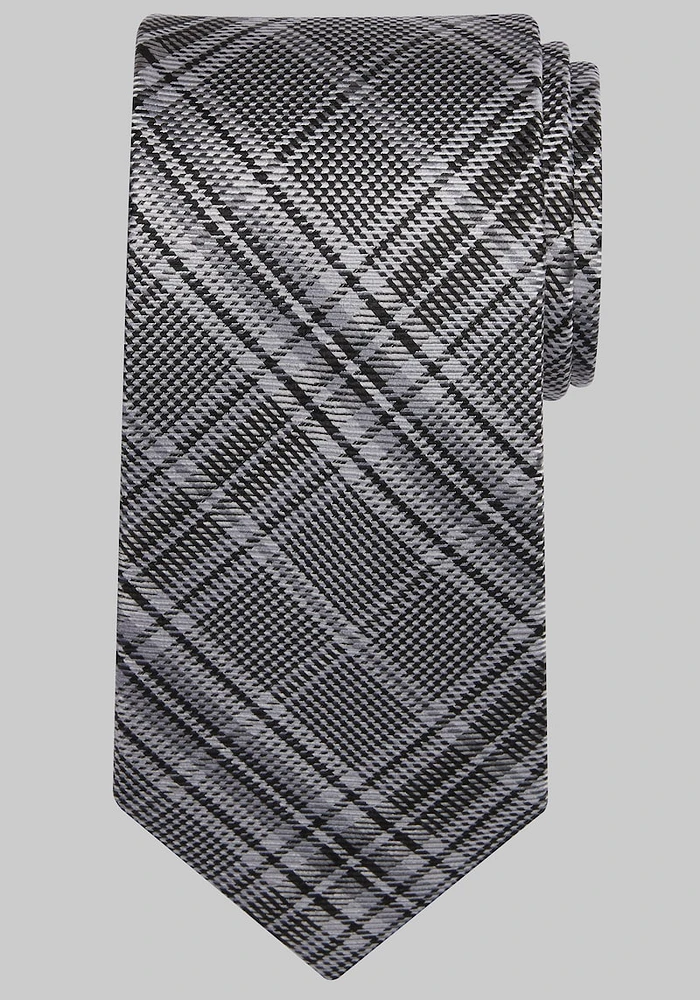 Men's Reserve Collection Plaid Tie, Black, One Size