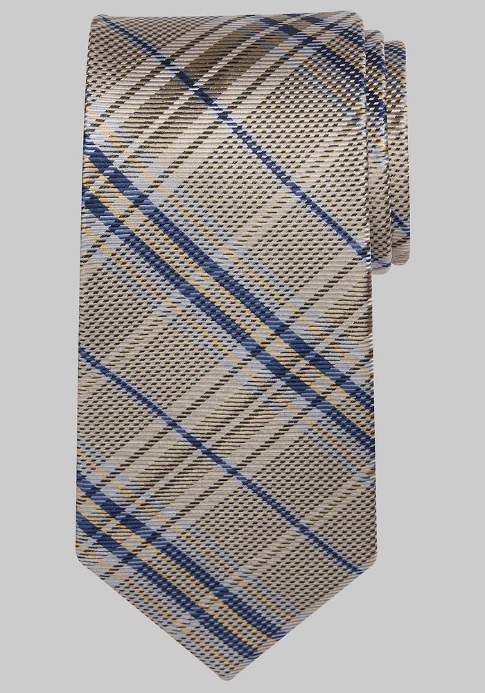 Men's Reserve Collection Plaid Tie, Gold, One Size