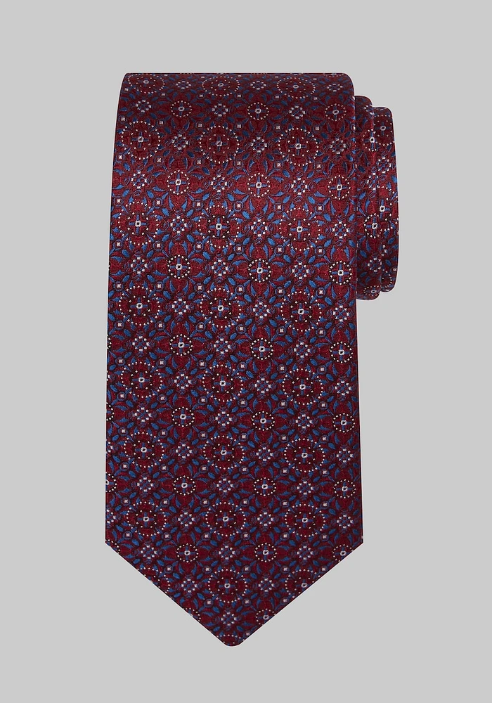 Men's Reserve Collection Connected Medallion Tie, Burgundy, One Size