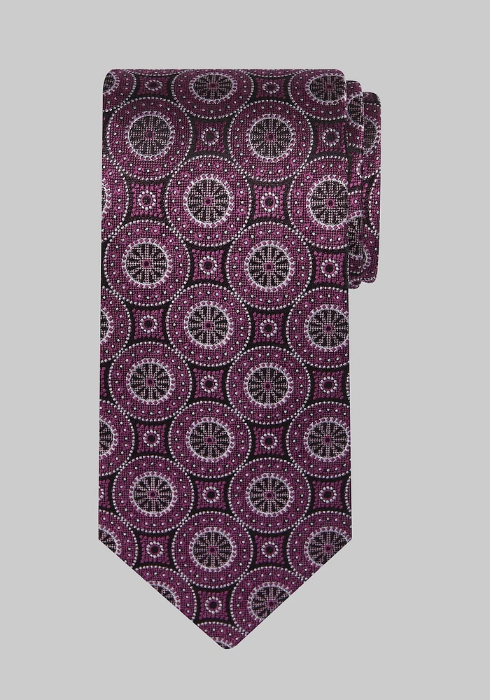 Men's Reserve Collection Textured Medallion Tie, Pink, One Size