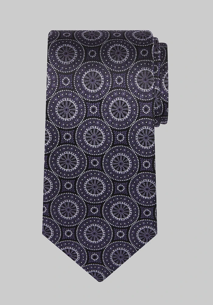 Men's Reserve Collection Textured Medallion Tie, Purple, One Size