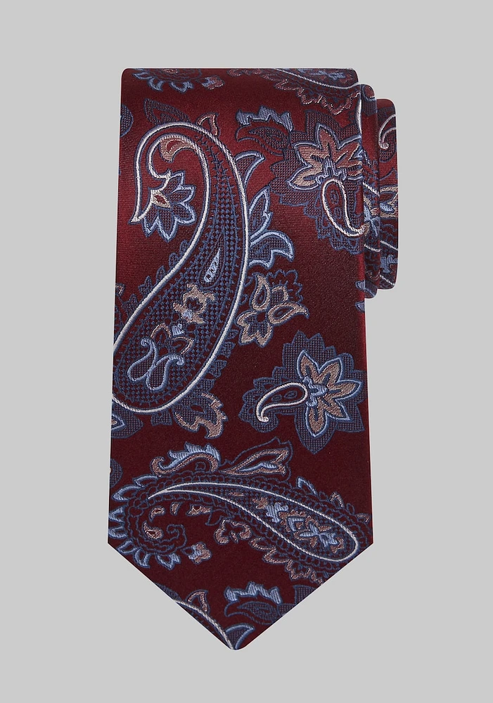 Men's Reserve Collection Floral Leaf Paisley Tie, Burgundy, One Size