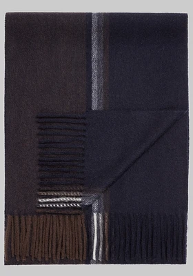 Men's Colorblock Stripe Cashmere Scarf, Brown, One Size