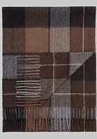 Men's Buffalo Plaid Cashmere Scarf, Brown, One Size