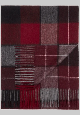 Men's Buffalo Plaid Cashmere Scarf, Burgundy, One Size