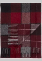 Men's Buffalo Plaid Cashmere Scarf, Burgundy, One Size