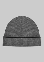 Men's Solid Cashmere Beanie, Grey, One Size