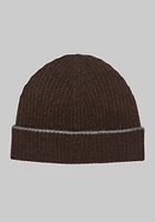 Men's Solid Cashmere Beanie, Brown, One Size