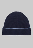 Men's Solid Cashmere Beanie, Navy, One Size