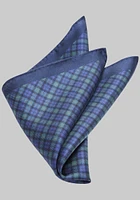 Men's Small Tartan Plaid Pocket Square, Navy, One Size