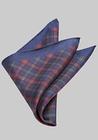 Men's Tartan Plaid Pocket Square, Navy, One Size