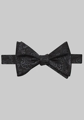 Men's Tonal Paisley Satin Self-Tie Bow Tie, Black, One Size