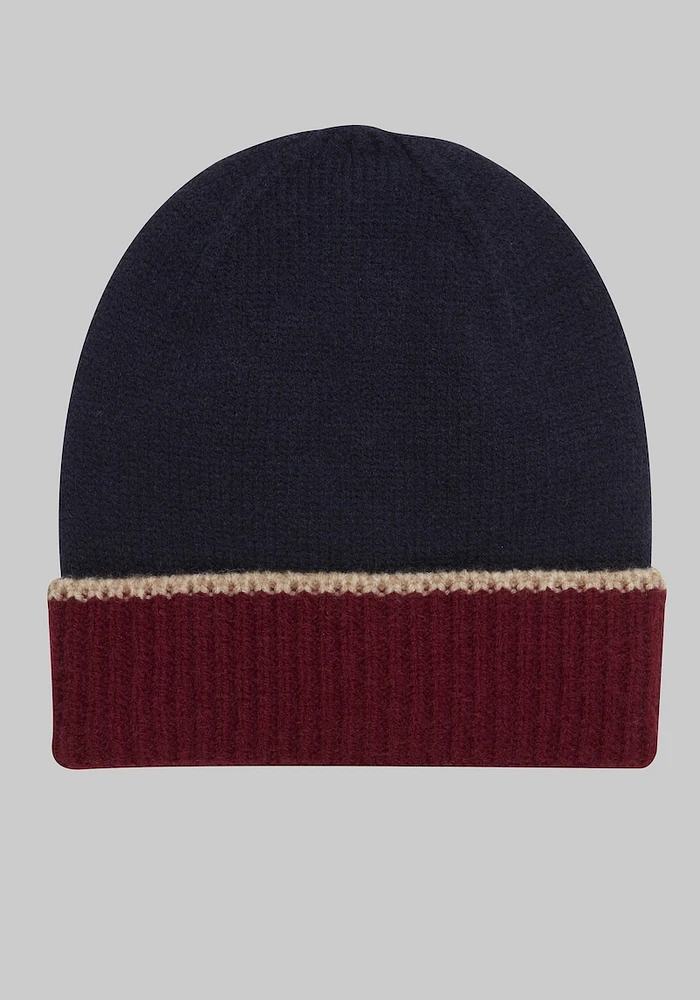 Men's Two Toned Beanie, Burgundy, One Size