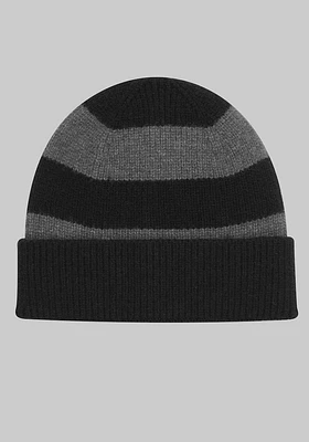 Men's Stripe Beanie, Black, One Size