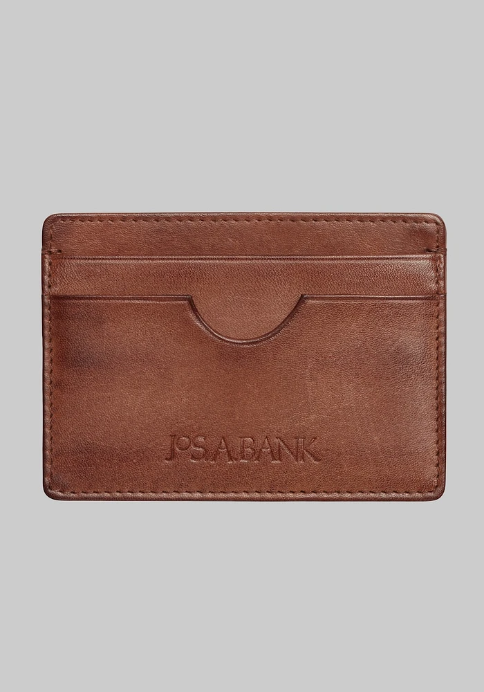 Men's Jos. A. Bank Compact Leather Card Case at Jos. A. Bank, Tan, Size One