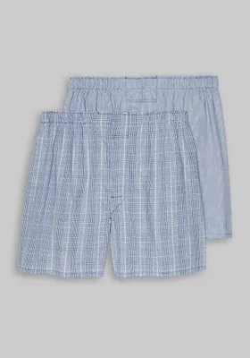 Men's Jos. A. Bank Plaid Woven Boxers, 2-Pack at Bank, Blue,