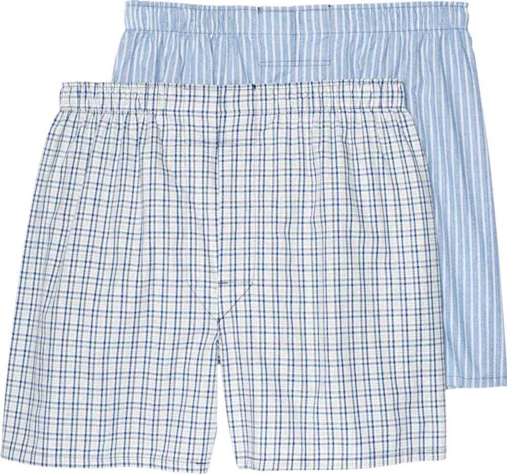 Men's Jos. A. Bank Plaid & Stripe Woven Boxers, 2-Pack at Bank, Blue,