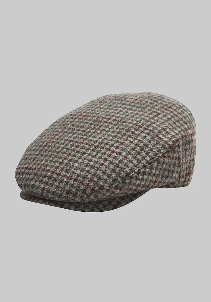 Men's Houndstooth Windowpane Ivy Cap, Brown, Large/X Large