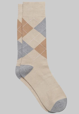 Men's Patterned Socks, Tan Twist, Mid Calf