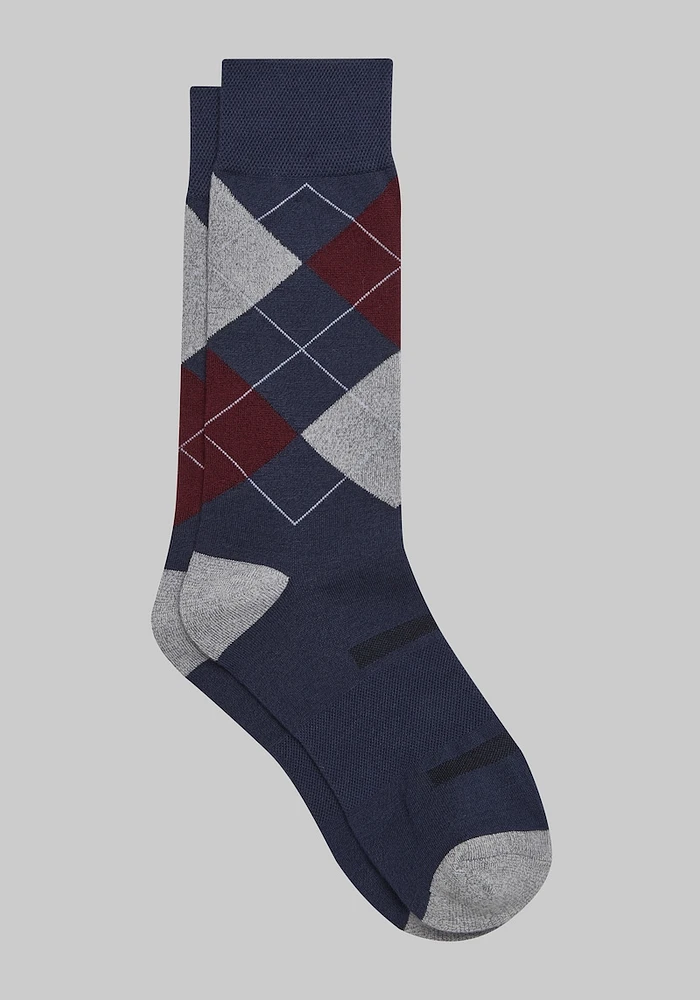 Men's Patterned Socks, Xavier Navy, Mid Calf