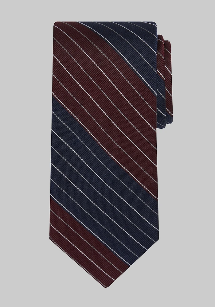 Men's Stripe On Stripe Tie, Burgundy, One Size