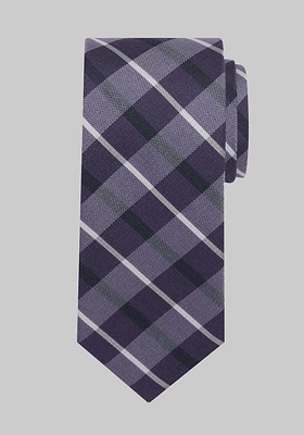 Men's Gessato Plaid Tie, Purple, One Size