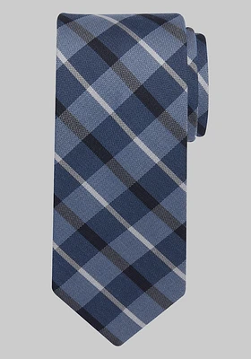 Men's Gessato Plaid Tie, Blue, One Size