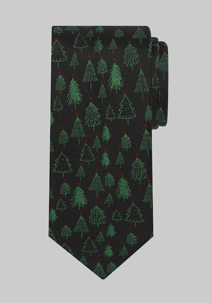 Men's Scribble Trees Tie, Black, One Size