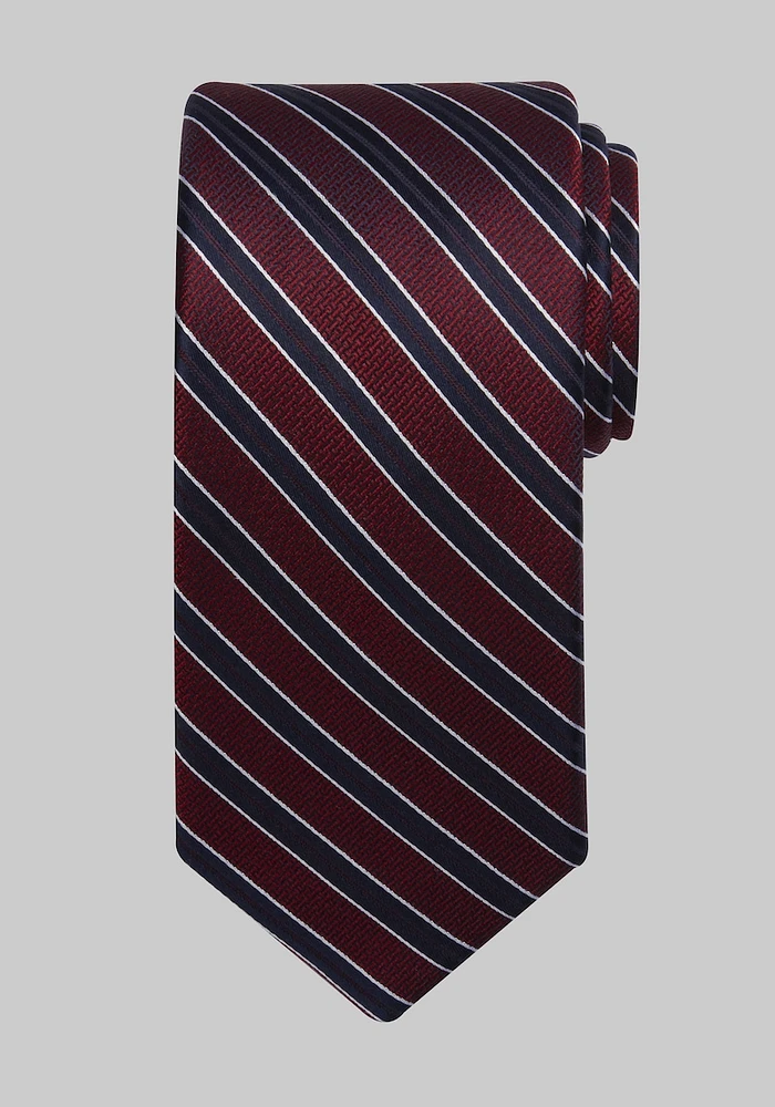 JoS. A. Bank Men's Traveler Collection Barbell Stripe Tie, Burgundy, One Size