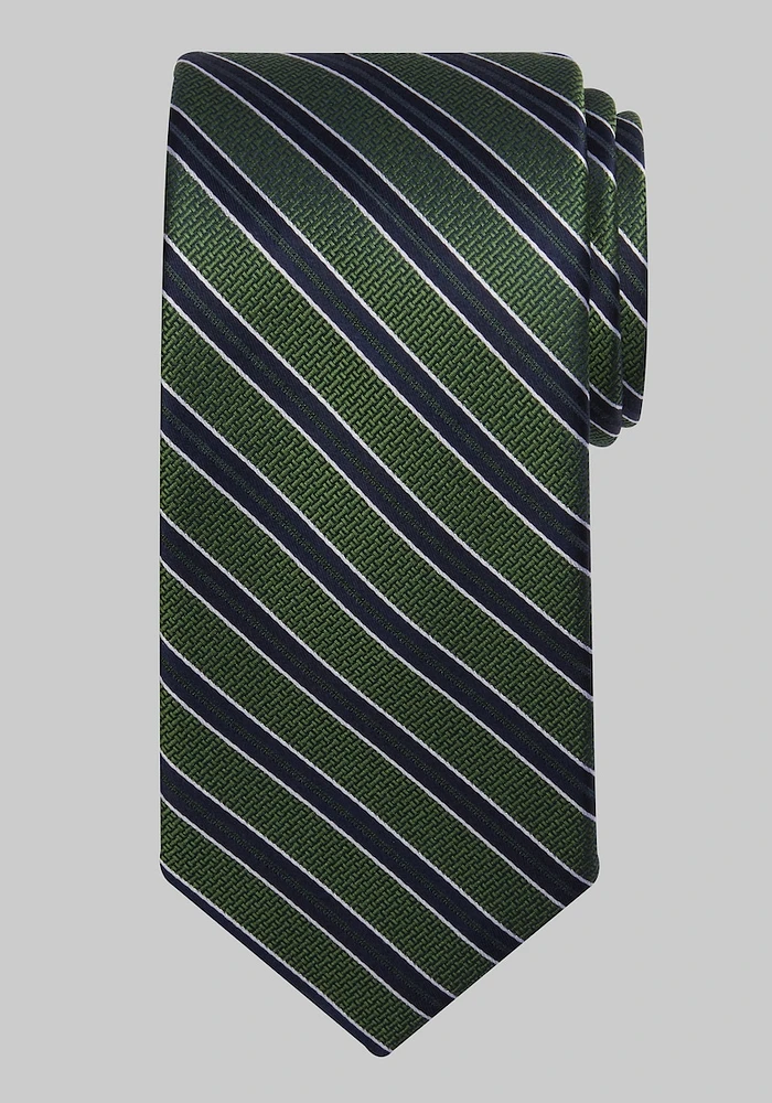 Men's Traveler Collection Barbell Stripe Tie, Green, One Size