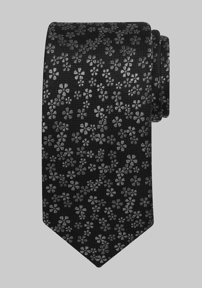 JoS. A. Bank Men's Traveler Collection Modern Floral Tie, Black, One Size