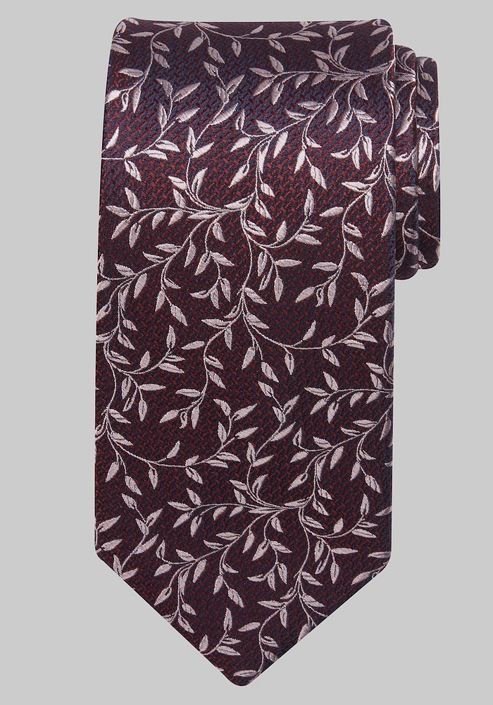 Men's Reserve Collection Vine Floral Tie, Burgundy, One Size