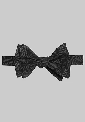 Men's Tropical Leaf Self-Tie Bow Tie, Black, One Size