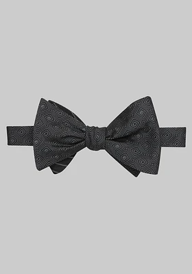 Men's Two Pattern Self-Tie Bow Tie, Black, One Size