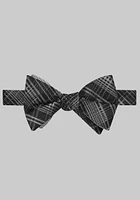 Men's Plaid And Stripe Self-Tie Bow Tie, Black, One Size