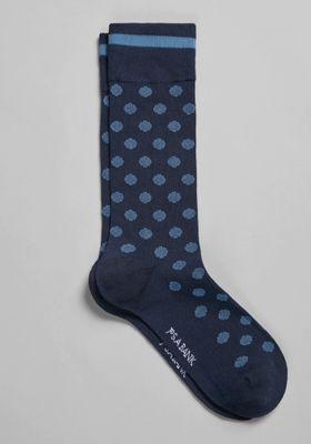 Men's Dotted Socks, 1-Pair, Navy, Mid Calf