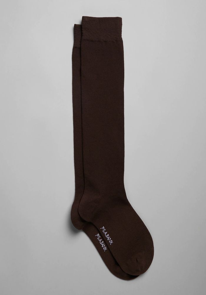 Men's Solid Socks, 1-Pair, Brown, Over The Calf