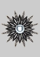 JoS. A. Bank Men's Flower Crystal Lapel Pin, Gunmetal, One Size