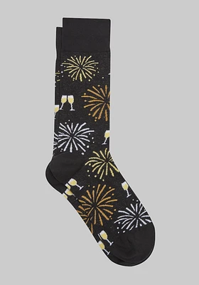 Men's Celebrate Fireworks Socks, Black, Mid Calf