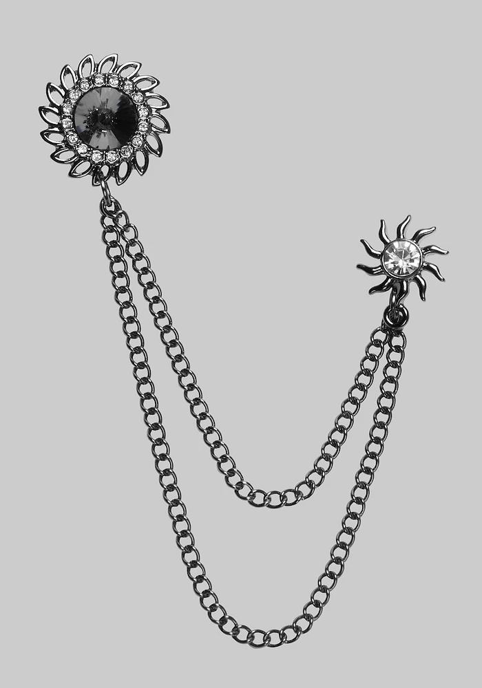 JoS. A. Bank Men's Jewel & Crystal Chain Lapel Pin, Gunmetal, One Size