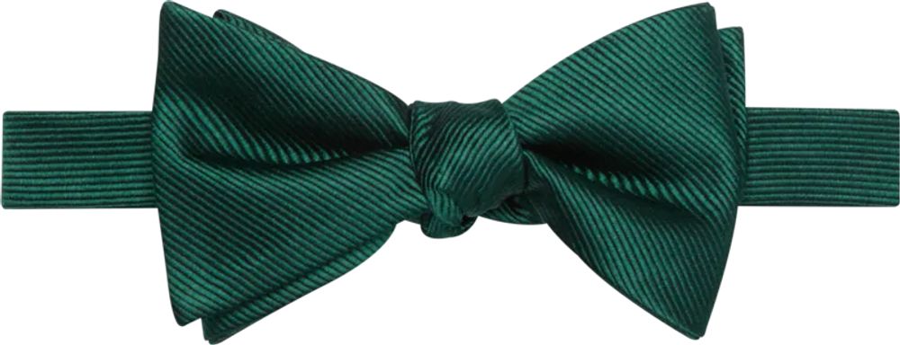 Men's Ribbed Pre-Tied Bow Tie, Dark Green, One Size