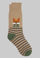 Men's Smart Fox Socks, Tan Heather, Mid Calf