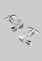 Men's Golf Ball & Club Cufflinks, Metal Silver, One Size