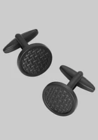 Men's Textured Circle Cufflinks, Black, One Size