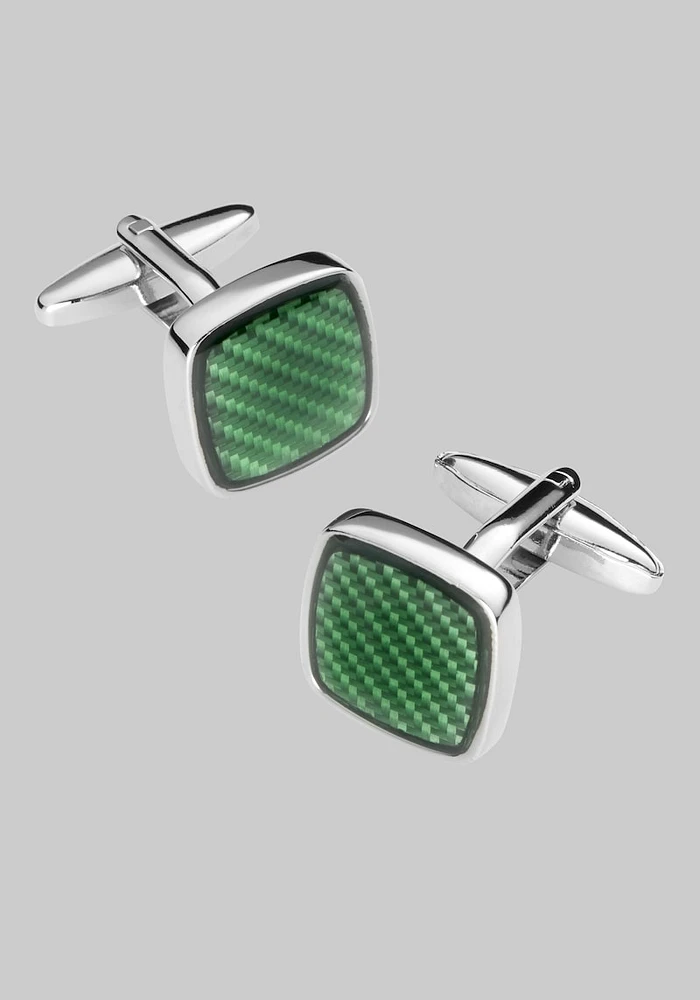 Men's Textured Square Cufflinks, Sage, One Size